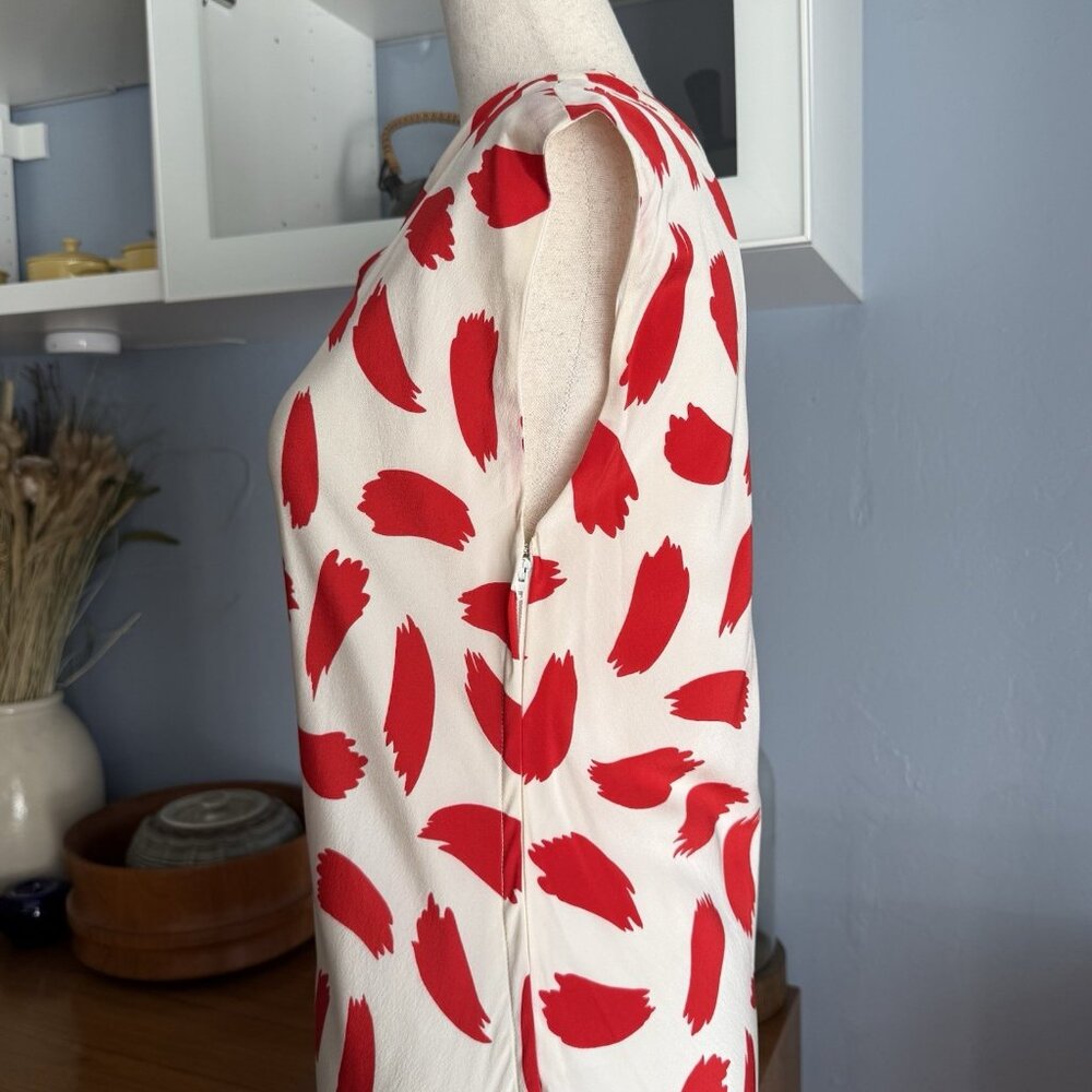 Oscar de la Renta Vintage 80’s Silk Long Maxi Gown Dress One Shoulder Wht Red S - Picture 6 of 10